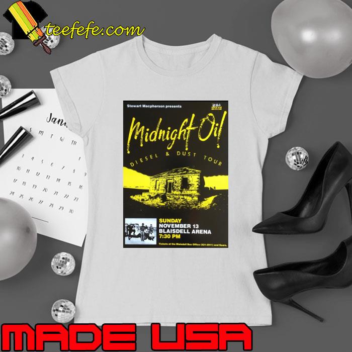 Midnight Oil Diesel And Dust Tour Stewart Macpherson Concert Tour T-Shirt Ladies tee Midnight Oil Diesel And Dust Tour Stewart Macpherson Concert Tour T-Shirt Ladies tee