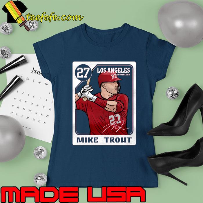 Mike Trout baseball center fielder signature Los Angeles A Card T-Shirt Ladies tee Mike Trout baseball center fielder signature Los Angeles A Card T-Shirt Ladies tee
