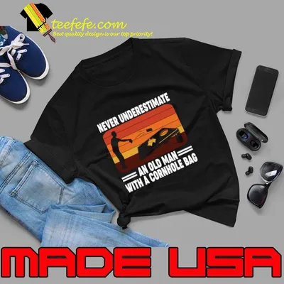 Never Underestimate an Old Man With A Cornhole Bag Vintage T-Shirt