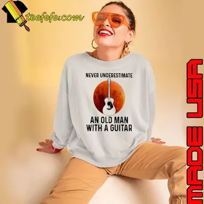 Never Underestimate An Old Man With A Guitar Blood Moon shirt