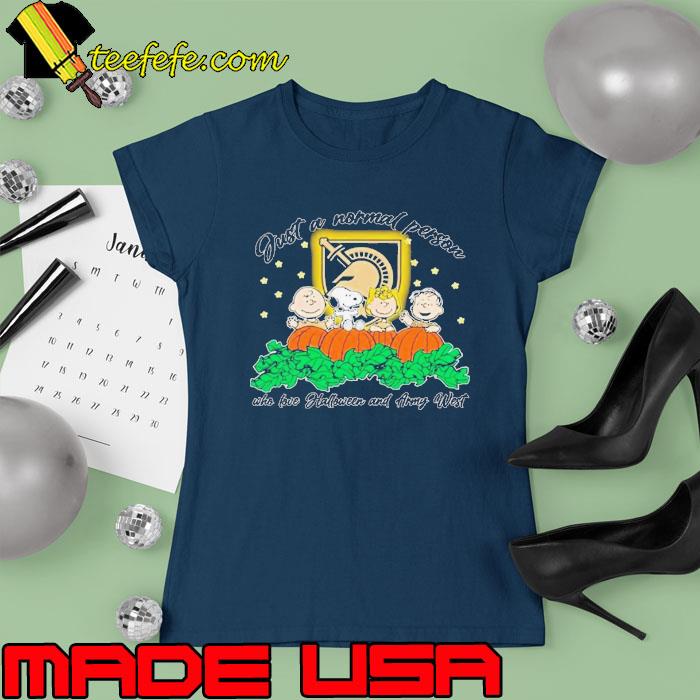 Peanuts Just A Normal Person Who Love Halloween And Army West Logo 2023 Shirt Ladies tee Peanuts Just A Normal Person Who Love Halloween And Army West Logo 2023 Shirt Ladies tee
