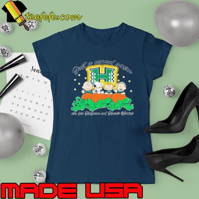 Peanuts Just A Normal Person Who Love Halloween And Hawaii Warriors Logo 2023 Shirt Ladies tee Peanuts Just A Normal Person Who Love Halloween And Hawaii Warriors Logo 2023 Shirt Ladies tee