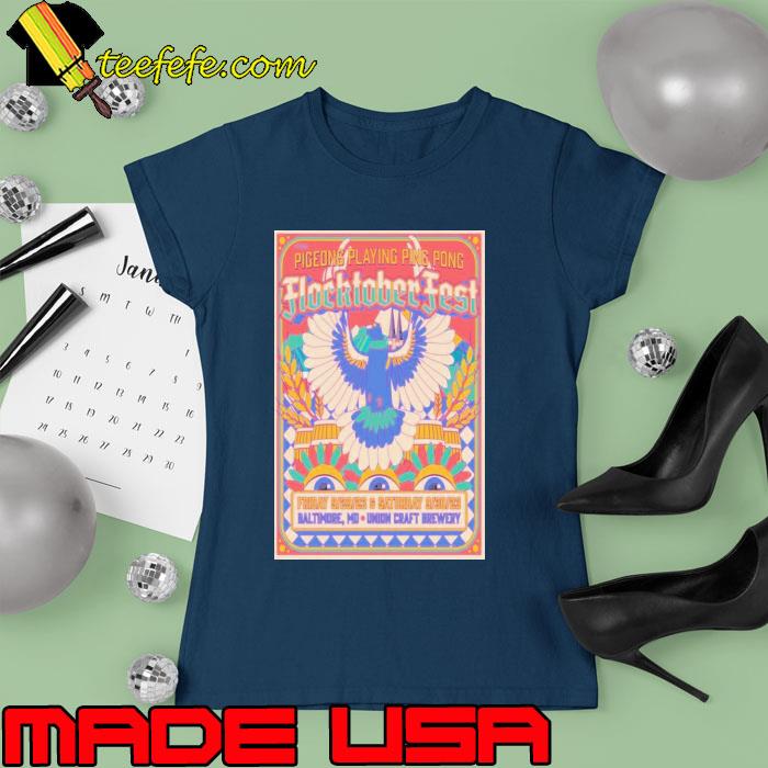 Pigeons playing ping pong band flocktoberfest baltimore md union craft brewery september 29 and 30 2023 poster s Ladies tee Pigeons playing ping pong band flocktoberfest baltimore md union craft brewery september 29 and 30 2023 poster s Ladies tee