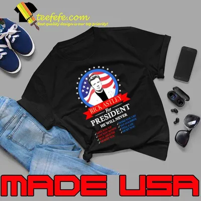 Rick Astley Rick-Astley De Manga Larga para President American Flag Political T-Shirt