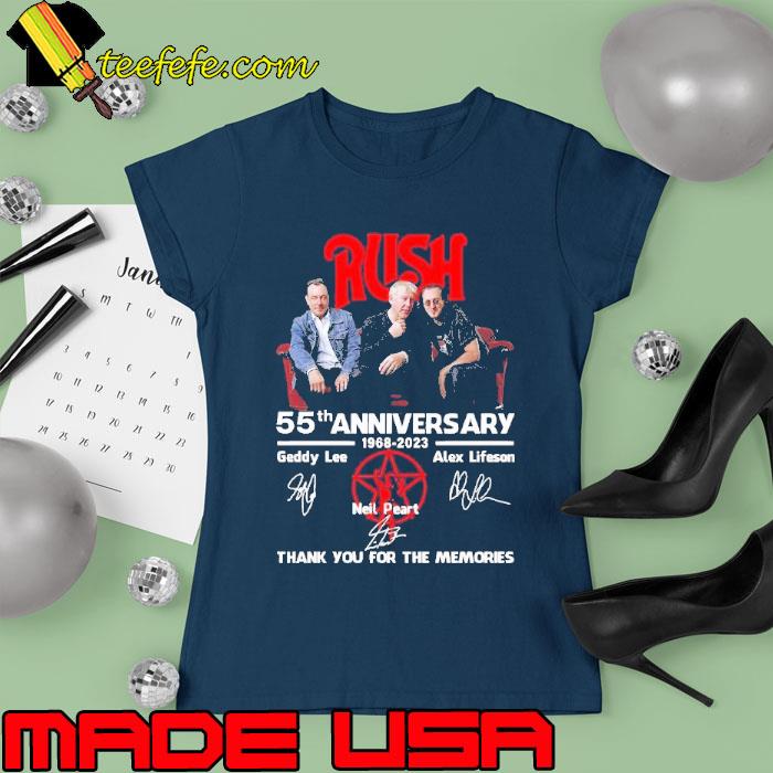 Rush 55th anniversary 1968 2023 thank you for the memories signature s Ladies tee Rush 55th anniversary 1968 2023 thank you for the memories signature s Ladies tee