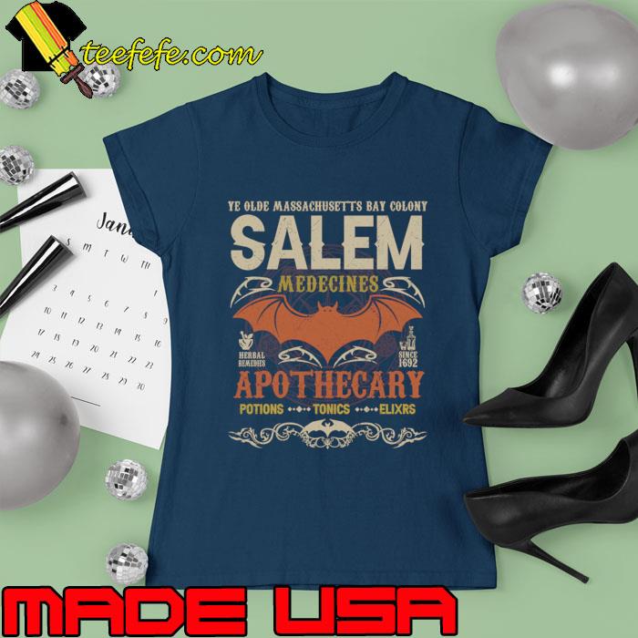 Salem Medecines Apothecary Herbalist Witch Wiccan Beige Bat T-Shirt Ladies tee Salem Medecines Apothecary Herbalist Witch Wiccan Beige Bat T-Shirt Ladies tee