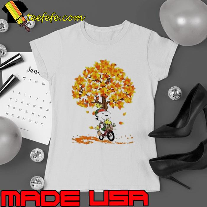 Snoopy and woodstock on bicycle fall autumn tree shirt