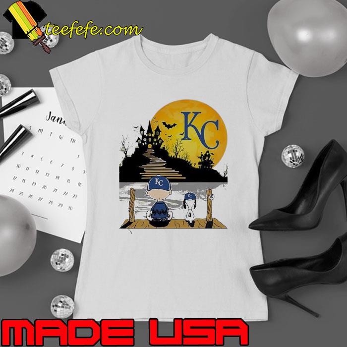 Snoopy Charlie Brown Sit Under Moon Kansas City Royals Halloween Shirt Ladies tee Snoopy Charlie Brown Sit Under Moon Kansas City Royals Halloween Shirt Ladies tee