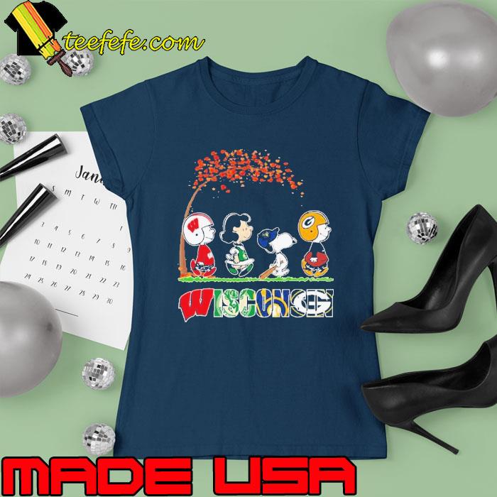 Snoopy Peanuts Loves Fall And Wisconsin Green Bay Packers Milwaukee Bucks Brewers s Ladies tee Snoopy Peanuts Loves Fall And Wisconsin Green Bay Packers Milwaukee Bucks Brewers s Ladies tee