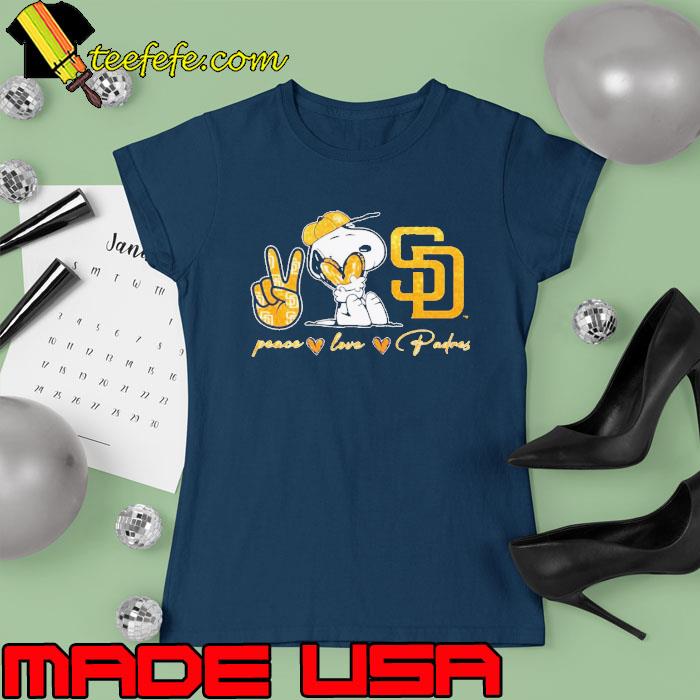 Snoopy San Diego Padres Peace Love Padres s Ladies tee Snoopy San Diego Padres Peace Love Padres s Ladies tee
