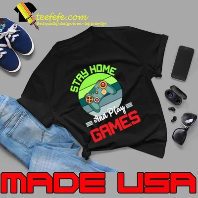 Stay Home and play Games video game vintage T-Shirt