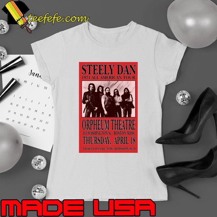 Steely Dan 1974 All American Tour Orpheum Theatre Concert T-Shirt Ladies tee Steely Dan 1974 All American Tour Orpheum Theatre Concert T-Shirt Ladies tee