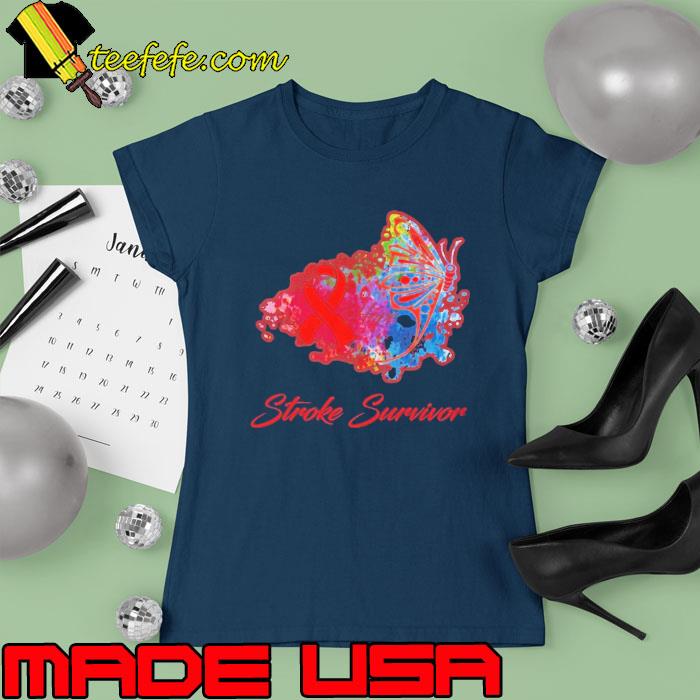 Stroke survivor hope red ribbon butterfly watercolor s Ladies tee Stroke survivor hope red ribbon butterfly watercolor s Ladies tee
