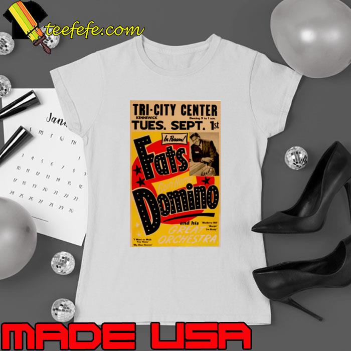Tri-City Center Kennewick Tues Sept Fats Domino Concert T-Shirt Ladies tee Tri-City Center Kennewick Tues Sept Fats Domino Concert T-Shirt Ladies tee