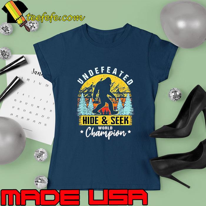 Undefeated Hide and Seek Champion Bigfoot Vintage Mountain T-Shirt Ladies tee Undefeated Hide and Seek Champion Bigfoot Vintage Mountain T-Shirt Ladies tee