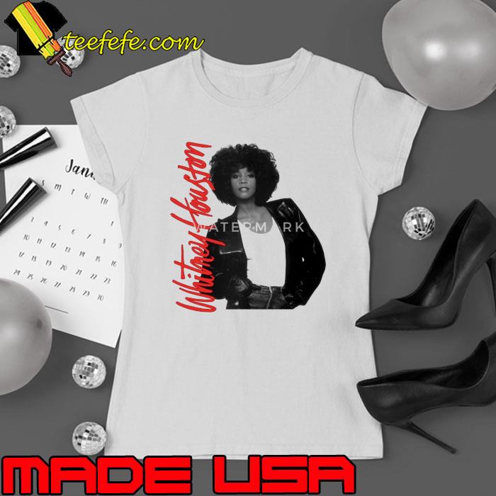 Whitney Houston Photo And Pink Nameplate s Ladies tee Whitney Houston Photo And Pink Nameplate s Ladies tee