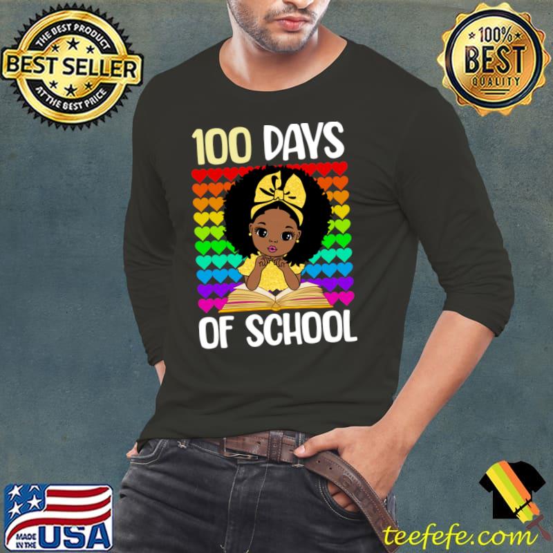 100 Days of School Melanin Girls 100th Day of School Hearts T-Shirt Long Sleeve Tee 100 Days of School Melanin Girls 100th Day of School Hearts T-Shirt Long Sleeve Tee