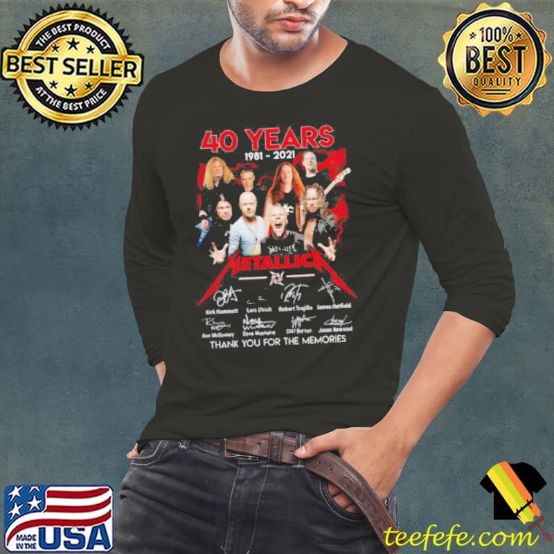 40 years 1981 2021 Metallica Kirk Hammett Lars Ulrich signatures s Long Sleeve Tee 40 years 1981 2021 Metallica Kirk Hammett Lars Ulrich signatures s Long Sleeve Tee