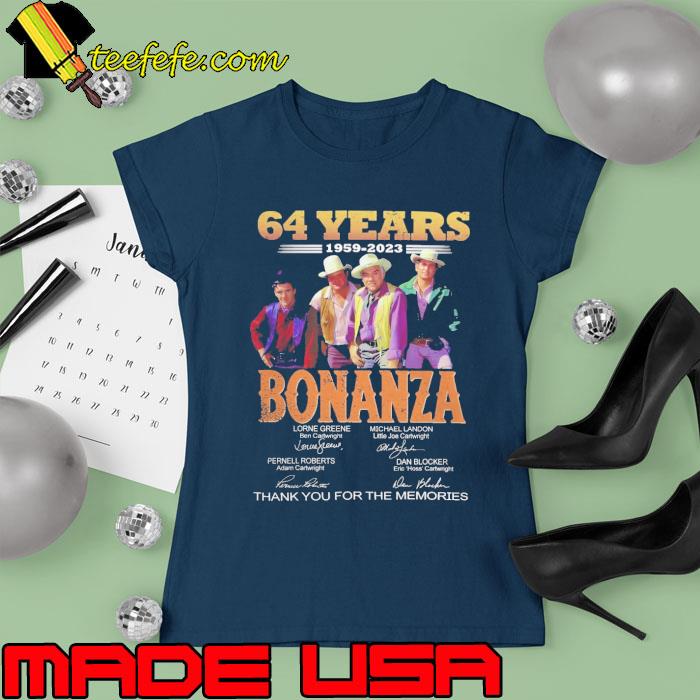 64 years 1959 2023 Bonanza thank you for the memories signature s Ladies tee 64 years 1959 2023 Bonanza thank you for the memories signature s Ladies tee