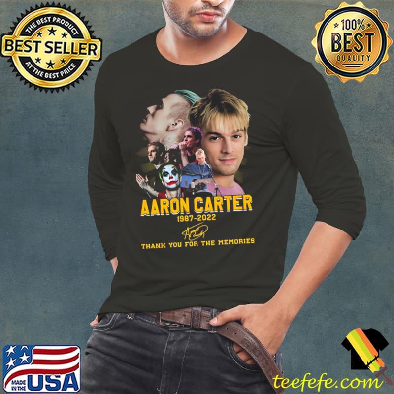 Aaron Carter 1987 2022 Thank You For The Memories Signature T-Shirt Long Sleeve Tee Aaron Carter 1987 2022 Thank You For The Memories Signature T-Shirt Long Sleeve Tee