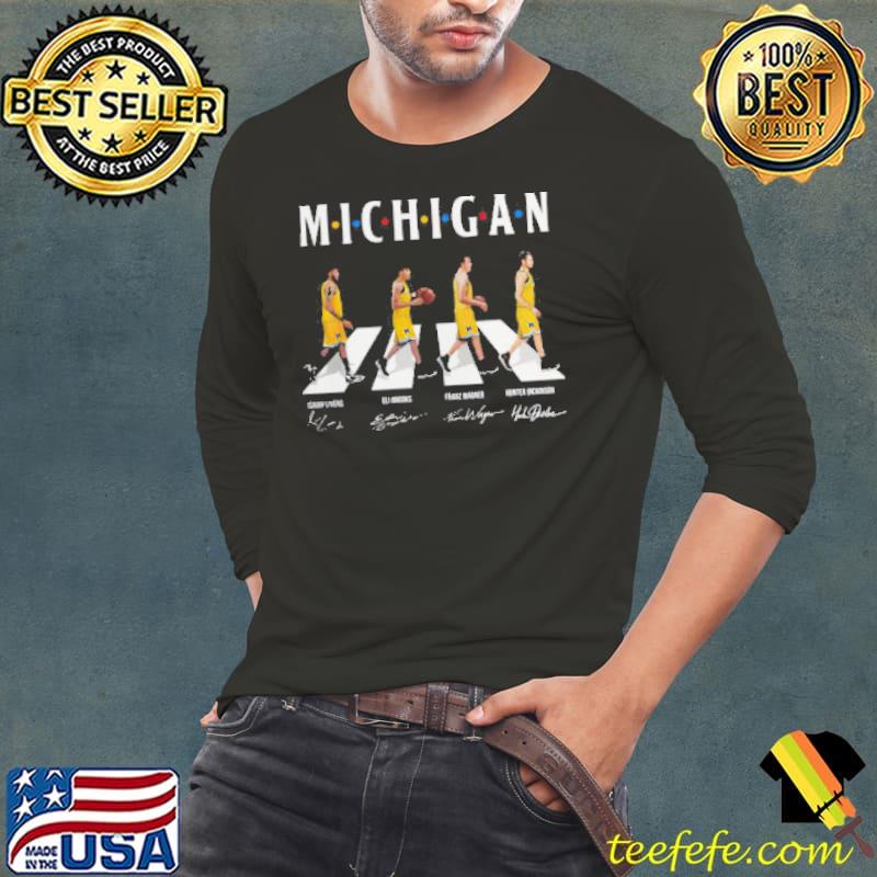 Abbey Road Michigan Isaiah Livers Eli Brooks Franz Wagner Hunter Dickinson signatures s Long Sleeve Tee Abbey Road Michigan Isaiah Livers Eli Brooks Franz Wagner Hunter Dickinson signatures s Long Sleeve Tee