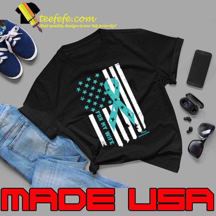 American flag Teal Ribbon For my Wife PCOS Awareness T-Shirt Unisex American flag Teal Ribbon For my Wife PCOS Awareness T-Shirt Unisex