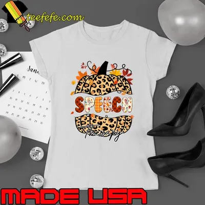 Autumn Fall Speech Therapy SLP Thankful Grateful Pumpkin Leopard T-Shirt