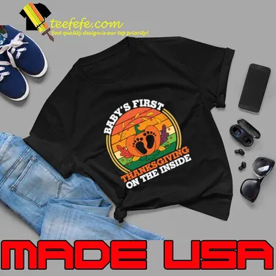 Baby's first thanksgiving on the inside pumkin vintage sunset T-Shirt