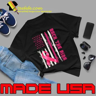 Back The Pink Ribbon Flag Breast Cancer Warrior T-Shirt