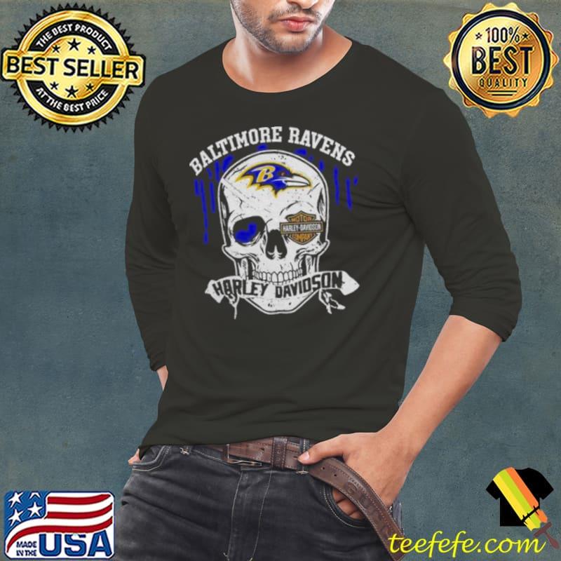 Baltimore Ravens Harley Davidson Skull Halloween 2023 s Long Sleeve Tee Baltimore Ravens Harley Davidson Skull Halloween 2023 s Long Sleeve Tee