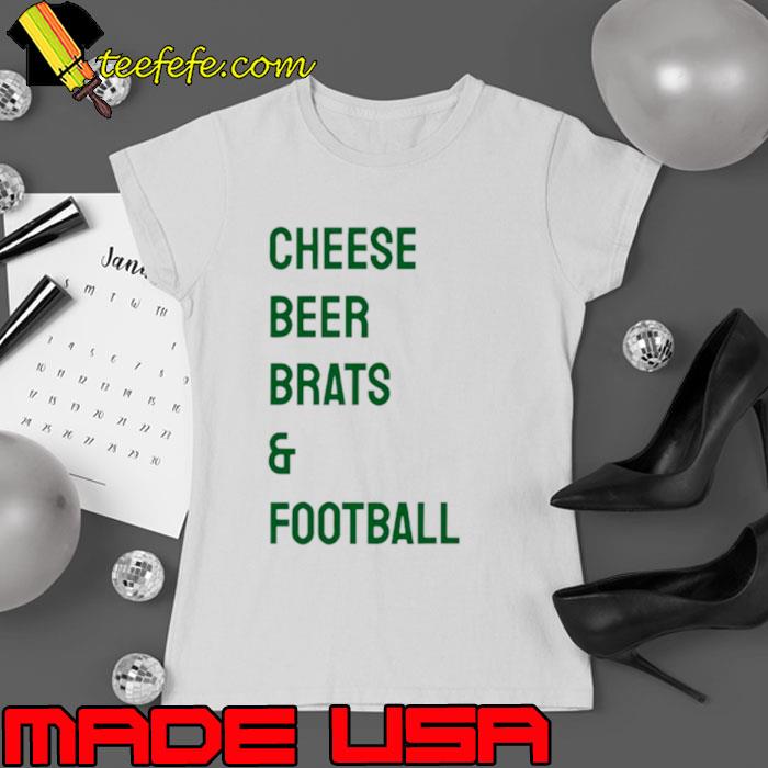 Cheese beer brats and football shirt