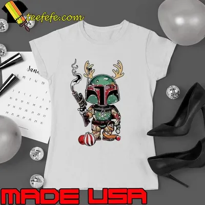 Chibi Mandalorian Reindeer Antlers For Christmas Shirt