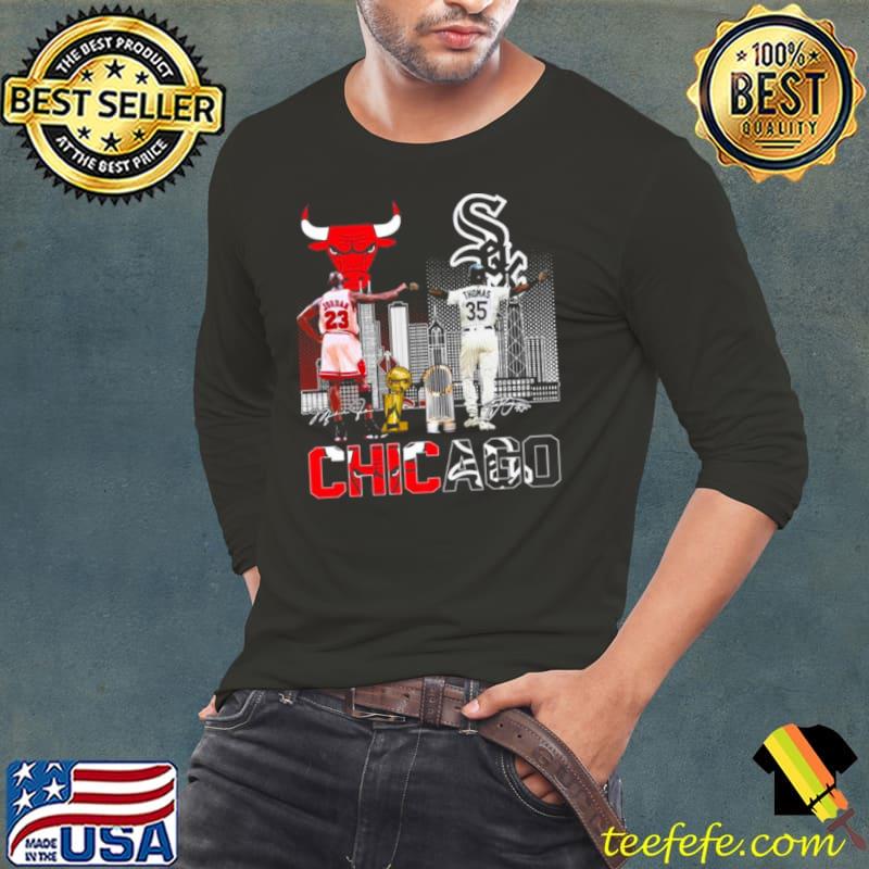 Chicago Sports Teams Michael Jordan And Frank Thomas s Long Sleeve Tee Chicago Sports Teams Michael Jordan And Frank Thomas s Long Sleeve Tee