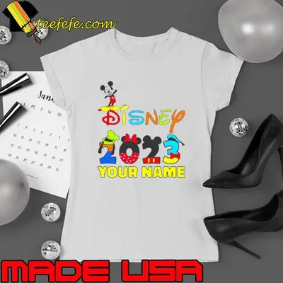 Disney 2023 Disney Club Your Name Mickey Mouse Minnie Mouse Donald Duck Pluto Goofy Cartoon Characters Disney Vacation shirt