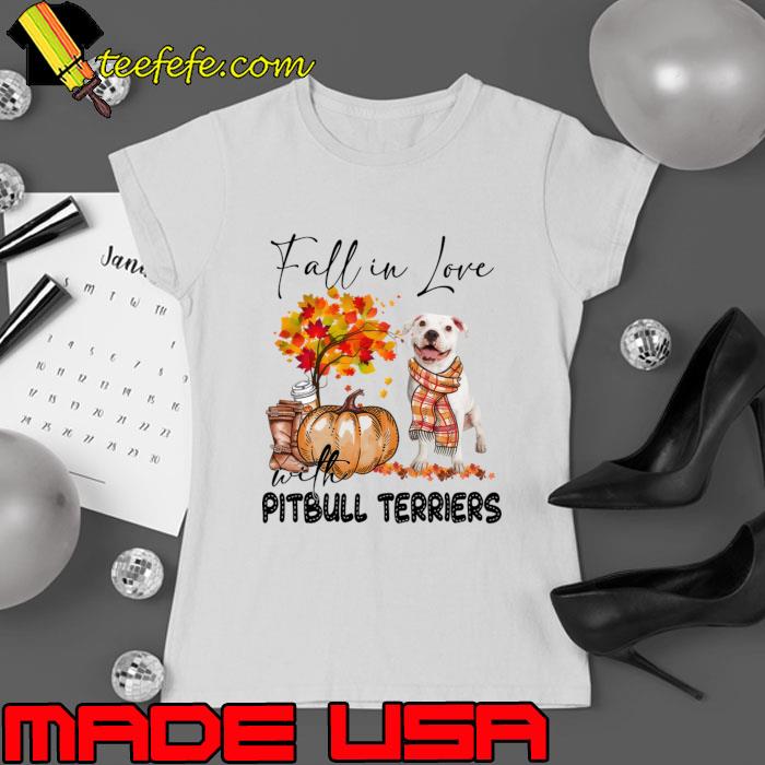 Fall In Love With Pitbull Terriers Fall Pumpkin Thanksgiving T-Shirt