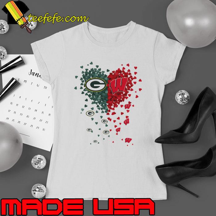 Green Bay Packers And Wisconsin Badgers Tiny Heart Shape 2023 Shirt Ladies tee Green Bay Packers And Wisconsin Badgers Tiny Heart Shape 2023 Shirt Ladies tee
