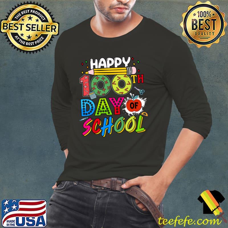 Happy 100 Days of School 100th Day of School Teacher Pencil T-Shirt Long Sleeve Tee Happy 100 Days of School 100th Day of School Teacher Pencil T-Shirt Long Sleeve Tee