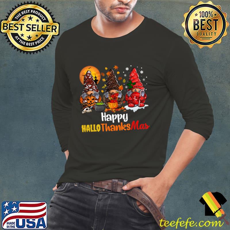 Happy HalloThanksmas Blood Moon Gnomes T-Shirt Long Sleeve Tee Happy HalloThanksmas Blood Moon Gnomes T-Shirt Long Sleeve Tee
