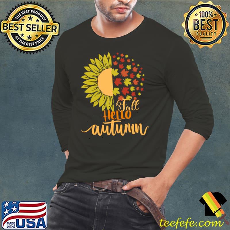 Hello autumn fall colors sunflower thanksgiving T-Shirt Long Sleeve Tee Hello autumn fall colors sunflower thanksgiving T-Shirt Long Sleeve Tee