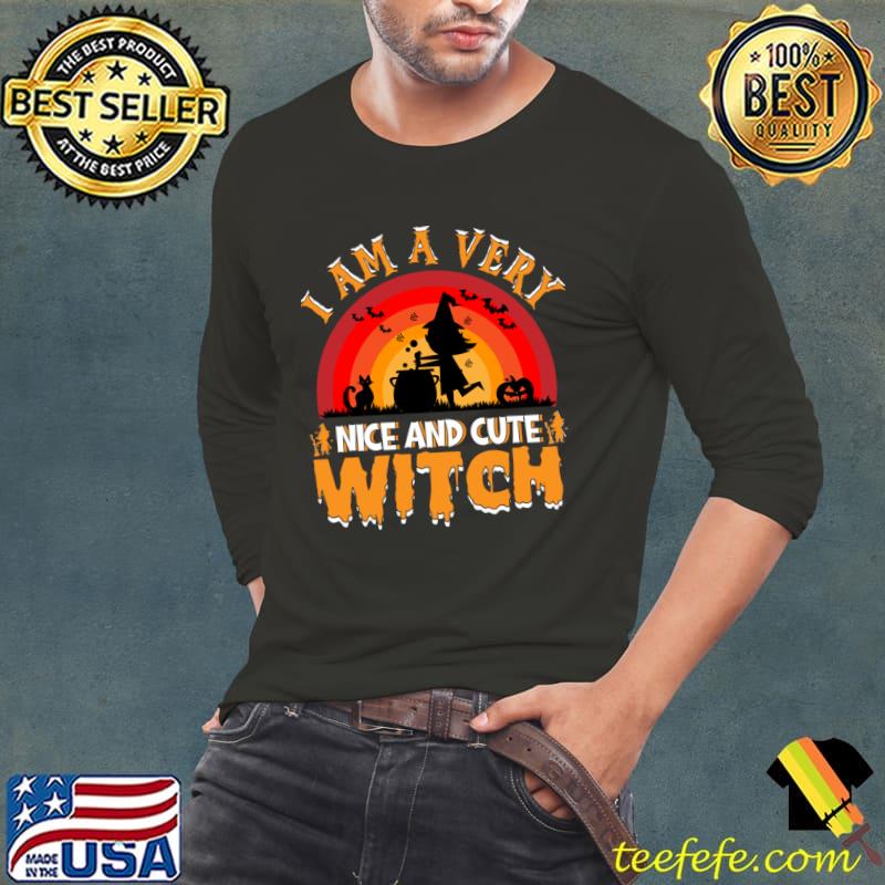 I am a very Nice and cute witch vintage sunset halloween T-Shirt Long Sleeve Tee I am a very Nice and cute witch vintage sunset halloween T-Shirt Long Sleeve Tee