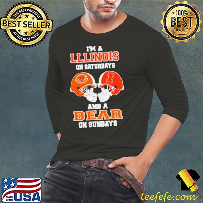 I’m A Illinois On Saturdays And A Bears On Sundays Helmet 2023 Shirt Long Sleeve Tee I’m A Illinois On Saturdays And A Bears On Sundays Helmet 2023 Shirt Long Sleeve Tee