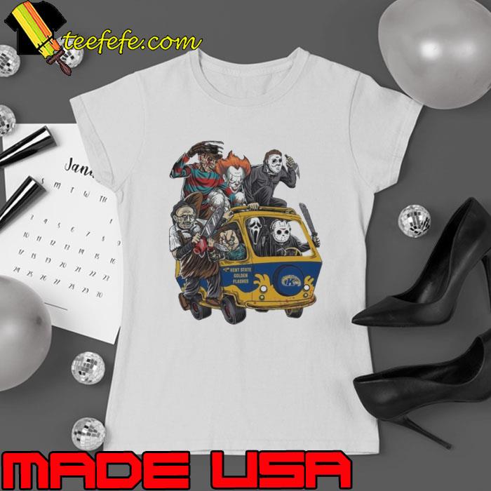 Kent State Golden Flashes Horror Movies Characters Bus Halloween 2023 Shirt Ladies tee Kent State Golden Flashes Horror Movies Characters Bus Halloween 2023 Shirt Ladies tee