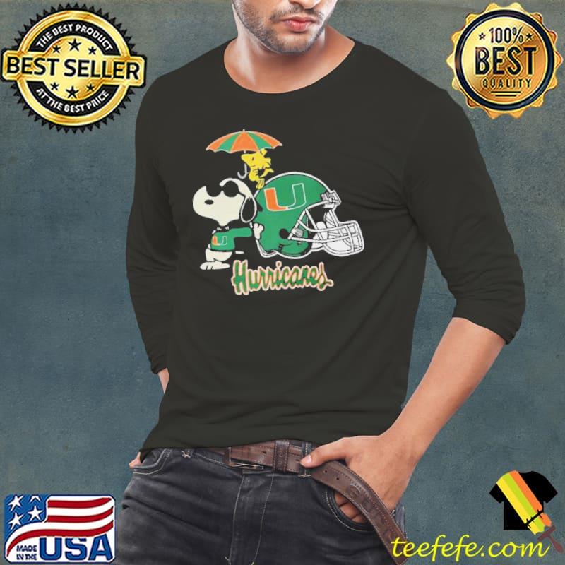 Miami Hurricanes Snoopy Happy Vacation 2023 s Long Sleeve Tee Miami Hurricanes Snoopy Happy Vacation 2023 s Long Sleeve Tee