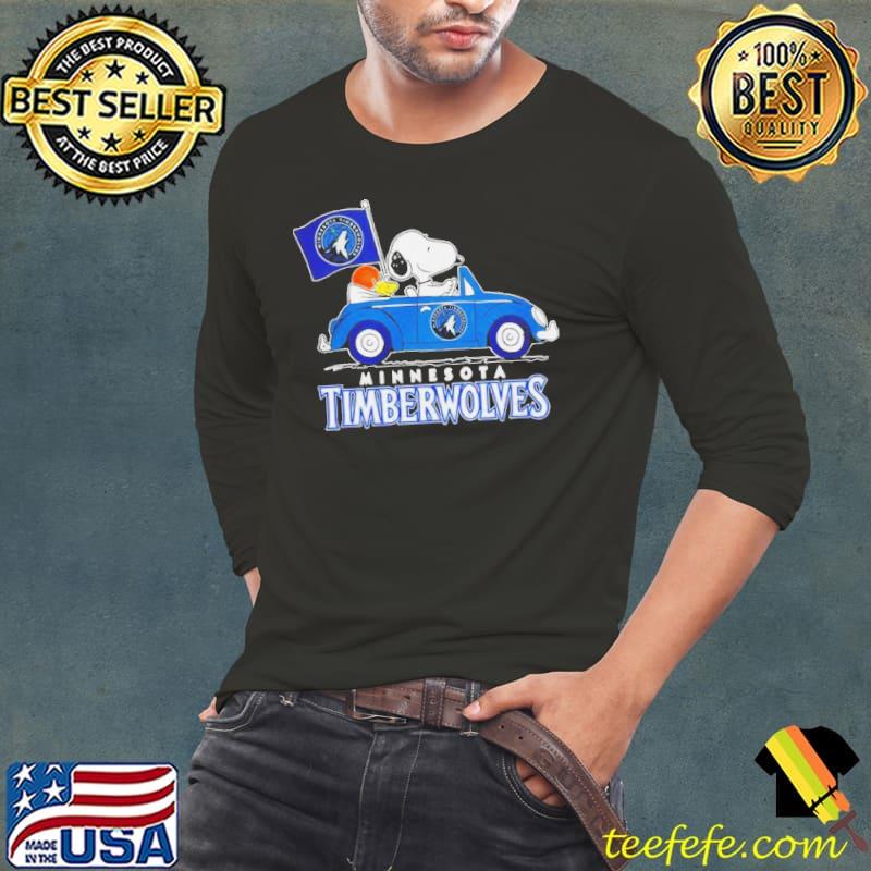 Minnesota timberwolves basketball Snoopy dog driving car s Long Sleeve Tee Minnesota timberwolves basketball Snoopy dog driving car s Long Sleeve Tee