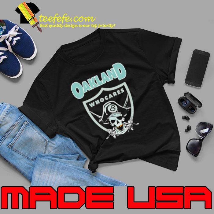 Oakland Who Cares 8 Raiders Skull shirt