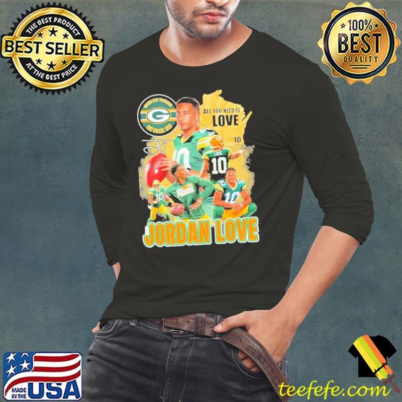 Official Jordan Love Green Bay Packers Go Pack Go All You Need Is Love Signature s Long Sleeve Tee Official Jordan Love Green Bay Packers Go Pack Go All You Need Is Love Signature s Long Sleeve Tee