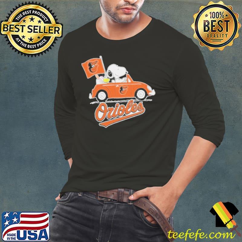 Peanuts Snoopy And Woodstock Baltimore Orioles On Car Shirt Long Sleeve Tee Peanuts Snoopy And Woodstock Baltimore Orioles On Car Shirt Long Sleeve Tee