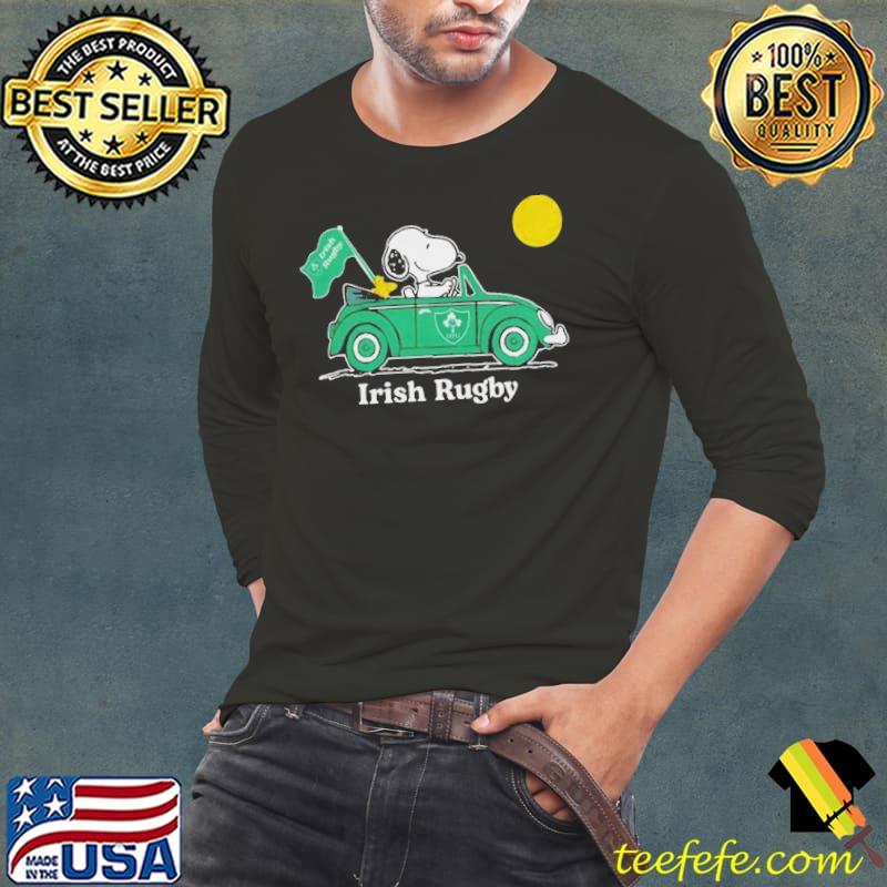 Peanuts Snoopy And Woodstock Irish Rugby On Car 2023 Shirt Long Sleeve Tee Peanuts Snoopy And Woodstock Irish Rugby On Car 2023 Shirt Long Sleeve Tee