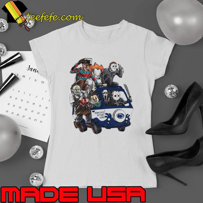 Penn State Nittany Lions Horror Movies Characters Bus Halloween 2023 Shirt Ladies tee Penn State Nittany Lions Horror Movies Characters Bus Halloween 2023 Shirt Ladies tee