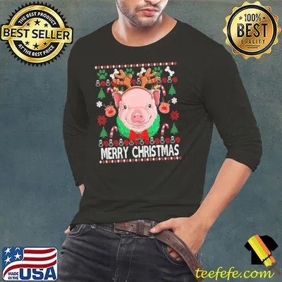 Pig Merry Christmas Pig Antlers Pig Owner Christmas Shirt